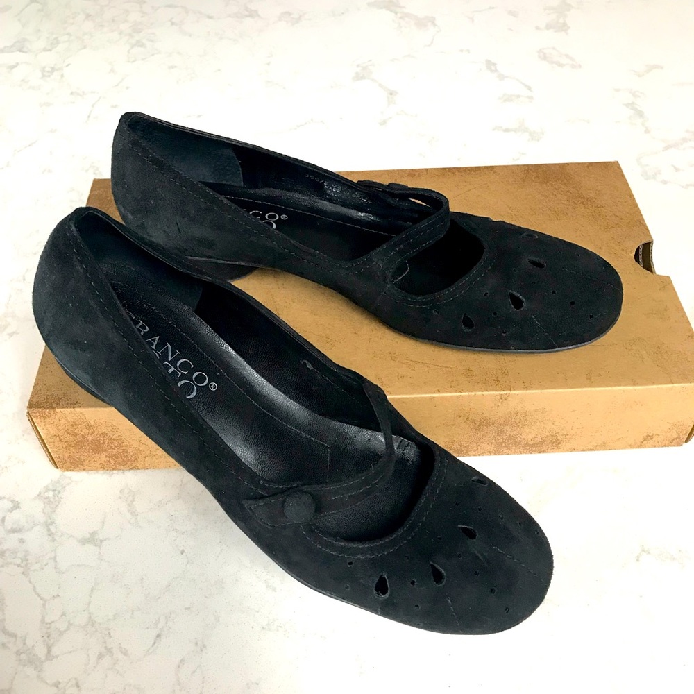 Franco Sarto Black Suede Mary Janes 8M